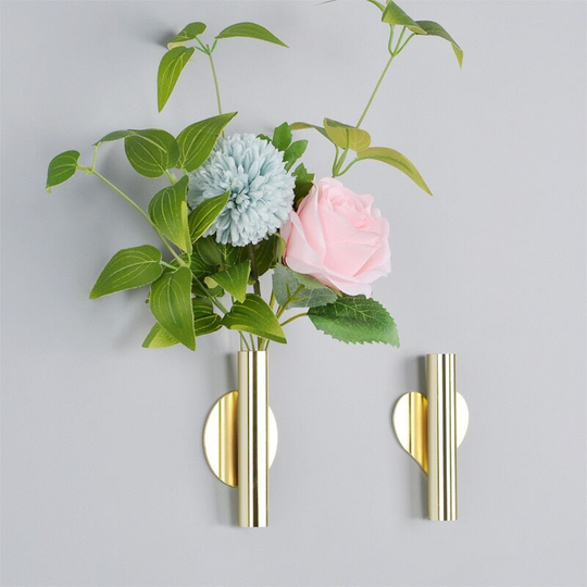 2Piece Creative Golden Flower Wall Hanging Vase Living Room Entrance Wall Background Decoration diy