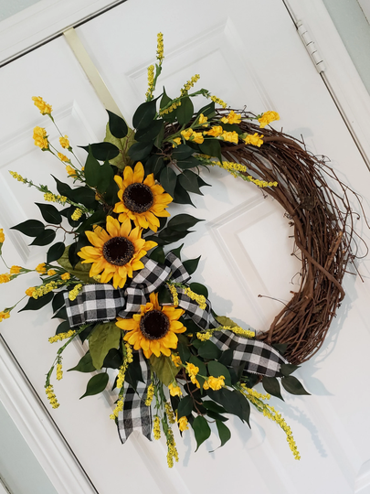 Sunflower Wreath, Front Door Decor, Front Wreaths, Wreaths For Front Door, Wreath, Welcome Wreath, Spring Wreath, All Season Wreath, Wreath