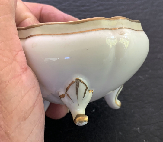 Nippon Hand Painted Three Footed Bowl Floral Gold Edge Well Marked Master Salt Pin Dish Or Tidbit Bowl