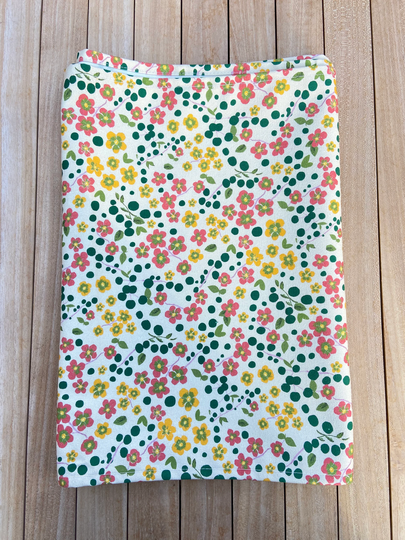 Cottage Floral Table Runner, 100% Organic Cotton, 40 cm X 230