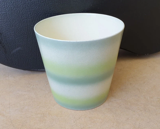 Scheurich 078-16, West-Germany Pottery Ceramic Planter, Eighties, Post-Modern, Multiple Green Gradients in Bands Around The Body
