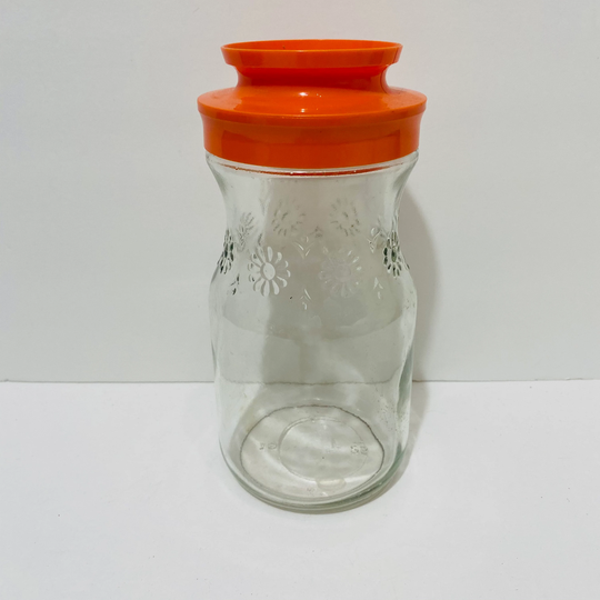 Vintage Boho Kitchen Storage Jar Orange Herb Canister