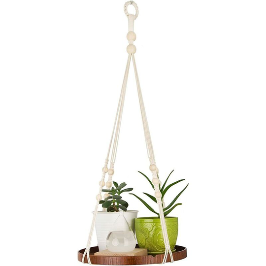 Echoo - Macrame Plant Hanger - Indoor Hanging Planter Shelf - Decorative Flower Pot Holder - Boho Bohemian Home Decor, in Box, for Succulents, Cacti,
