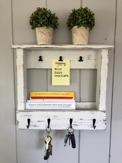 Farmhouse Shelf Organizer Mail Key Message Leash Holder Free Shipping