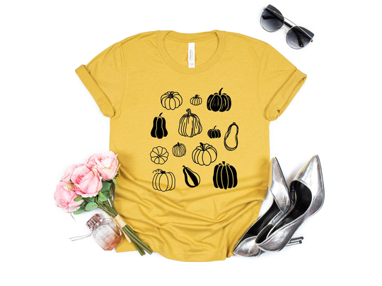 Botanical Pumpkin Shirt, Fall Thanksgiving Halloween Patch Women's Season