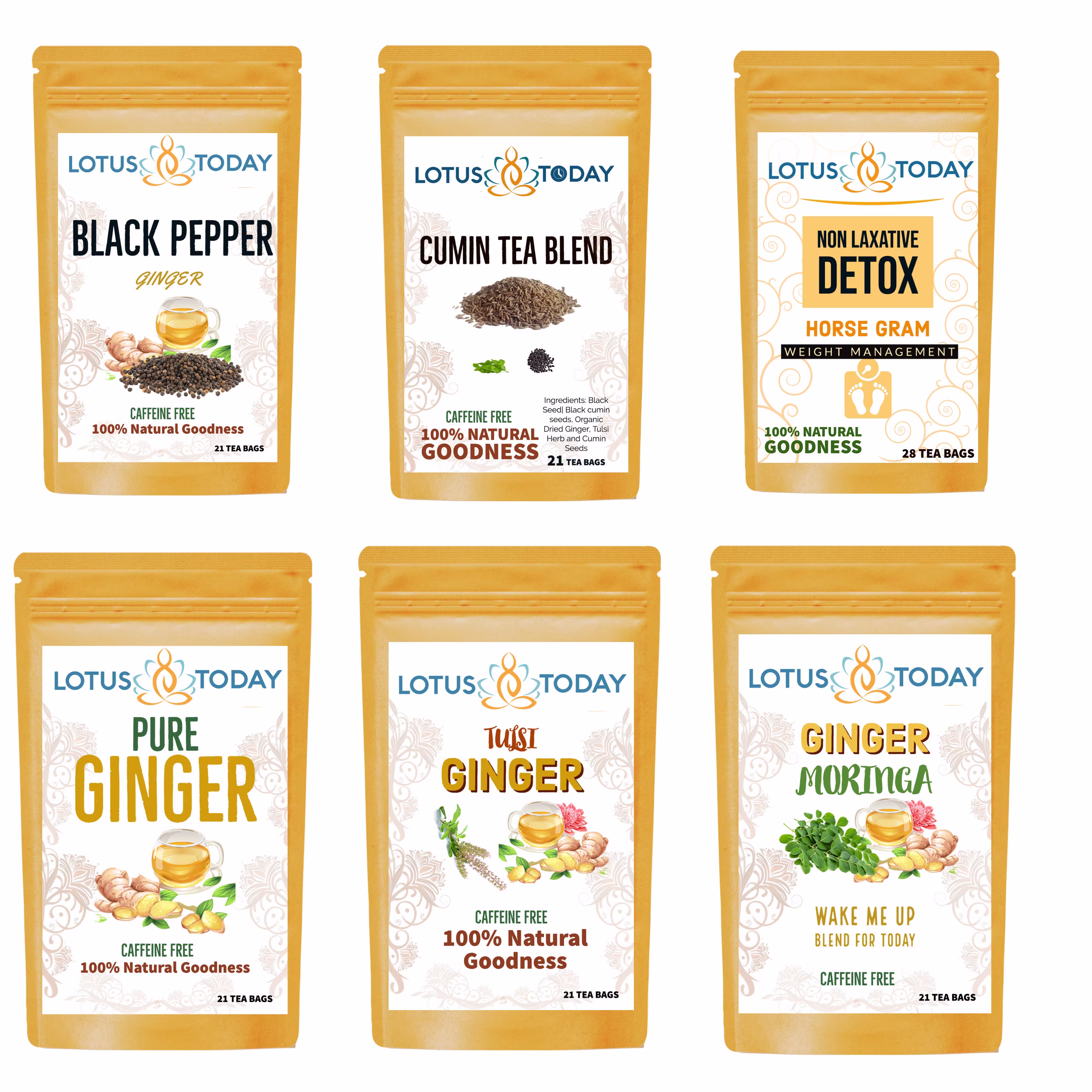 Herbal Tea Ginger Spice Blend 21 Bags, Choose Your Favourite Herbal Tea Varieties
