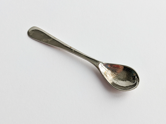 Antique Spices Spoon, Mini Mustard Plain Flatware, Salt White Metal, 19Th C Vintage Dolls Apothecary Medicine