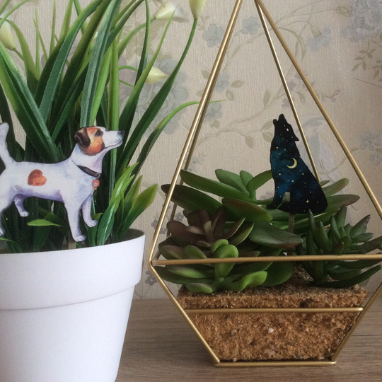 Wolf Plant Buddies, Plant Decor , Jack Russell Gifts, Wolf Decor Russel Decor, House Gifts, Plant Stakes, Indoor Garden, Herb Planter