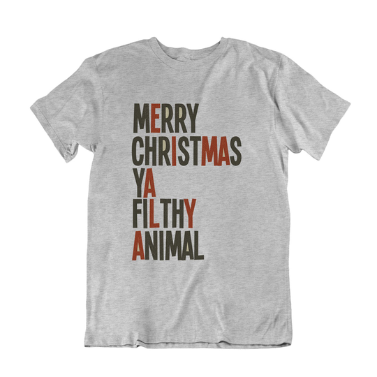 Merry Christmas Filthy Animal T-Shirt, Funny Boys Girls Organic Cotton Tee Gift, Sustainable Gift