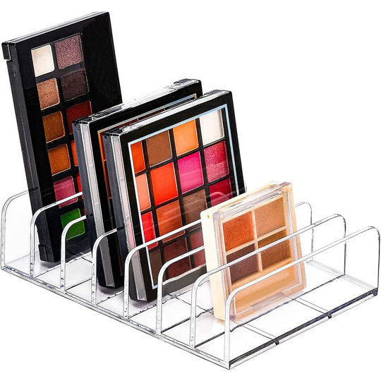Palettes Organizer Makeup Storage Tabletop Plastic Display Box 7 Compartments Powder Eyeshadow Palette - Clear - Devenirriche