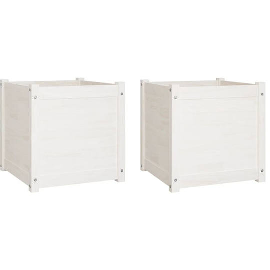 Vidaxl - Garden Planters 2 pcs White 50x50x50 cm Solid Pinewood White