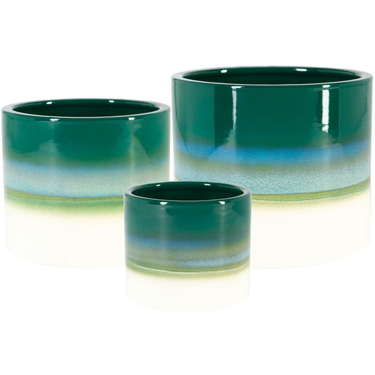 Reactive Glaze Plant Pots - 3 Sizes - Emerald - Nicola Spring