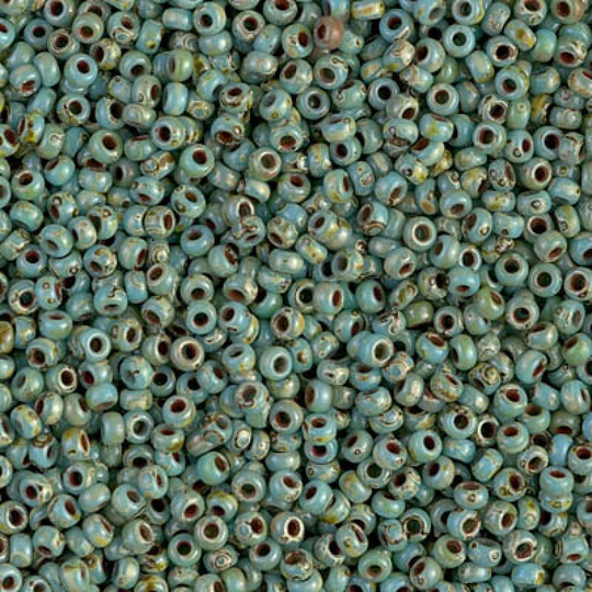 Miyuki Seed Beads 6/0 Picasso Opaque Seafoam Green, 4514