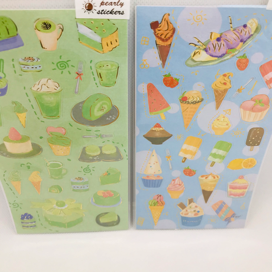 2Pcs Foil Matcha Green Tea Sweets, Desserts Stickers & Gelato, Ice Creams