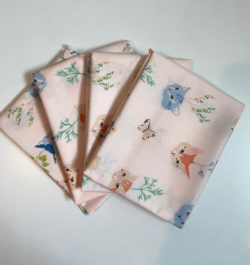 Fat Quarter Kitty Garden Organic Cotton Poplin