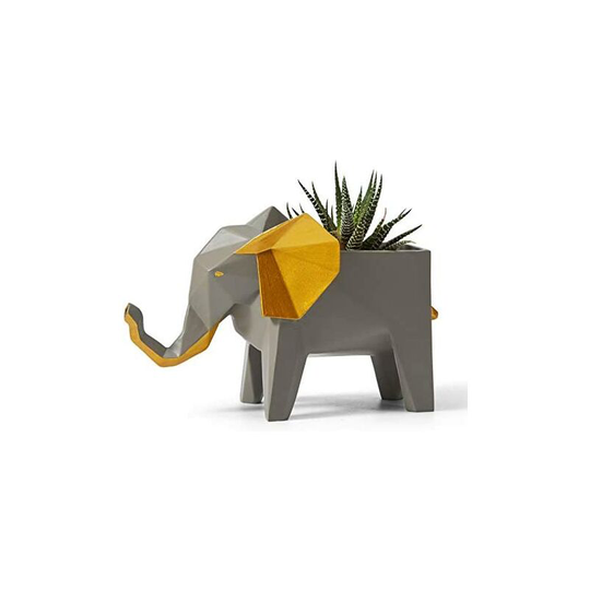 Amoy-Art Plant Pot Flower Planter Cactus Succulent Planters The Elephant Statue Figurine for Christmas Birthday Gift Resin 17cmL