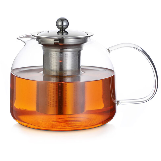 Monzana - Teapot with Sieve Insert 1,5l Tea Maker made of Borosilicate Glass Stainless Steel Lid Dishwasher-Safe Heat-Resistant