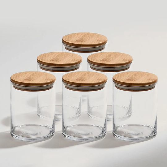 Set Of Six | Michin 32Oz Glass Jars With Airtight Bamboo Seal Lid Active