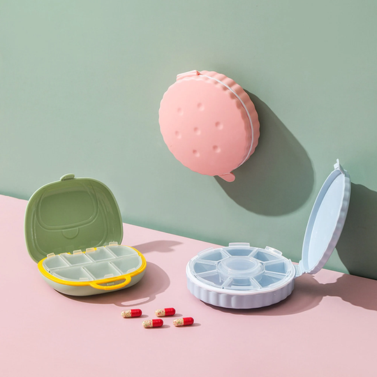 Portable Medicine Box, Travel Pill Sealed Storage Box, Creative Case, Biscuit Case For Purse, 6 Grids Case