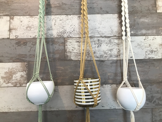 Three Strand Hanging Planter, Macrame Plant Hanger, Ceiling Indoor Home Decor