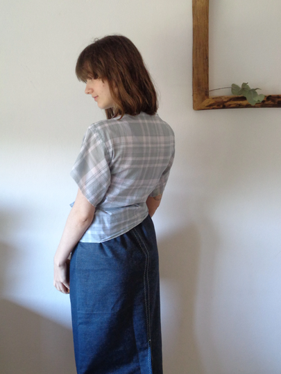 Outfit Nr. 9 // Spring-Summer 2021 Organic Cotton Jeans Skirt With Plaid Top/Blouse