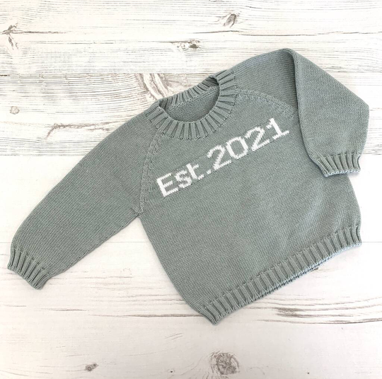 Est. 2021 Or 2022 Organic Knitted Baby Jumper