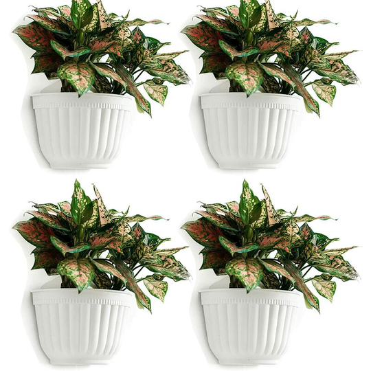 Einemgeld - 4 Pack Resin Wall Hanging Vertical Planter Pot Garden Living Room Wall Mount Window Hanging Plant Flower Basket for Herbs Balcony Railing