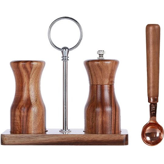 Wood Salt and Pepper Grinder Set, Manual Pepper mill, Refillable, Adjustable Coarseness Ceramic Rotor Acacia Single Grinding Set