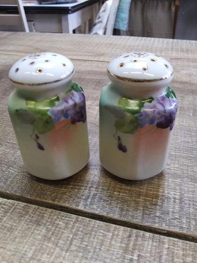 Violets Porcelain Salt & Pepper Set