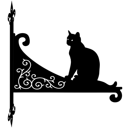 Cat Sitting Ornamental Scroll Hanging Bracket
