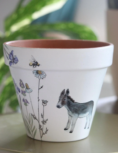 Donkey Terracotta Indoor Plant Pot, Gift, Gift For Donkey Lovers, Home Decor, Artwork