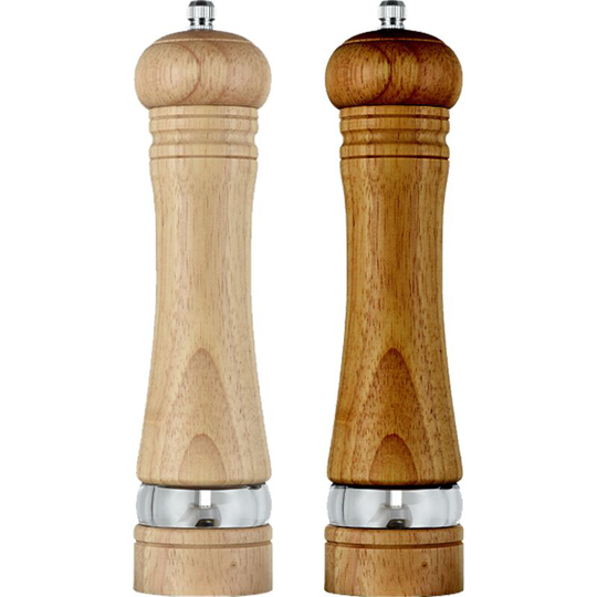 Wood Salt and Pepper Grinder Mills Sets, Classic Manual Salt Grinder Refillable Pepper Mill Sets 8 Inch Primary Color + Ancient Color Box