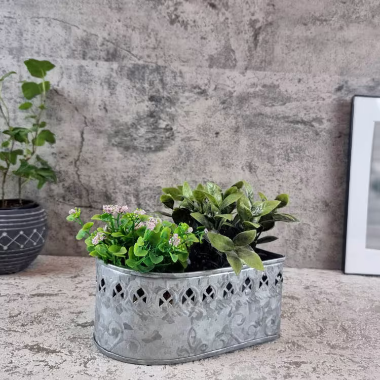 Galvanised Metal Heart Shaped Pot Planter