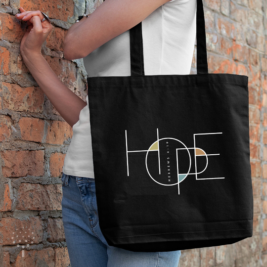Hope Christian Tote Bags, Bible Scripture Bag, Organic Cotton Vegan Bag, Cool Graphic Eco Jesus Canvas Hebrews 619
