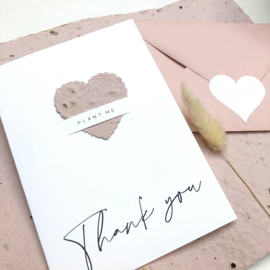 Seed Paper Heart To Plant Thank You Card