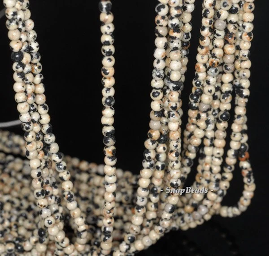 3mm Poppy Seed Dalmation Jasper Gemstone Round Loose Beads 16 Inch Full Strand | 90114017-107 - 3mm A