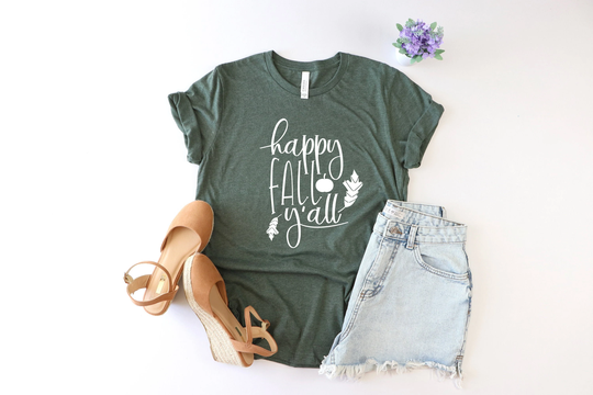 Happy Fall Y'all Shirt, Best Seasons Autumn Thanksgiving Hello Time, Leaves