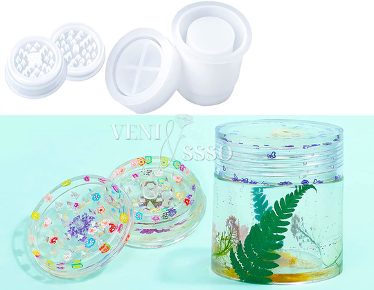 Grinder Mold, Large Round Jar Resin Spice Silicone Herb Crusher Casting Jewelry Container Storage Bottle Diy