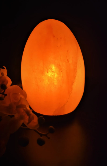 Oval/Egg Shaped Lamp, Himalayan Crystal Salt Healing Ionising Hand Craved With UK Plug & Bulb Included, Serenity Gifts