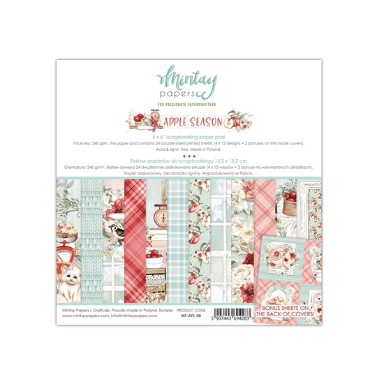 6x6 Apple Season Paper Pad - Double Sided Card Stock Collection Country Kitchen 27-122