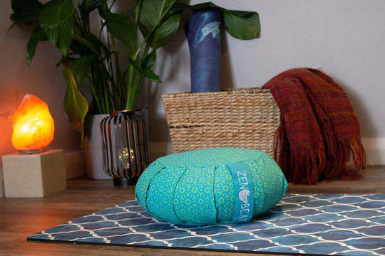 Organic Cotton Circular Meditation Cushion - Round Yin Yoga Bolster Pillow By Zen Bear