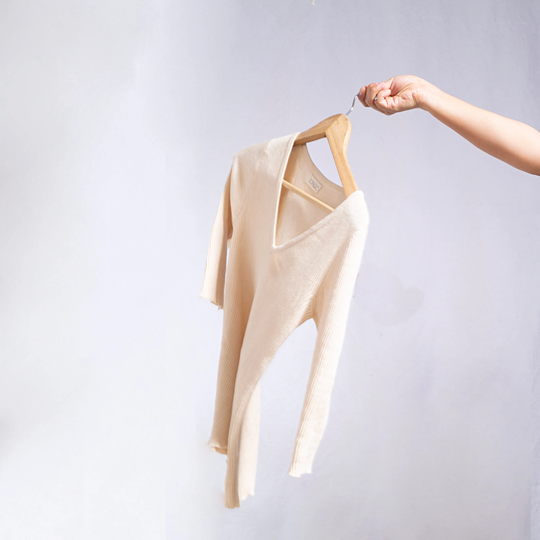 Fitted Top Organic Cotton- V Neck Top- Cocktail Eco - Casual Tee- Party Top- Shirt/ By Sonqo
