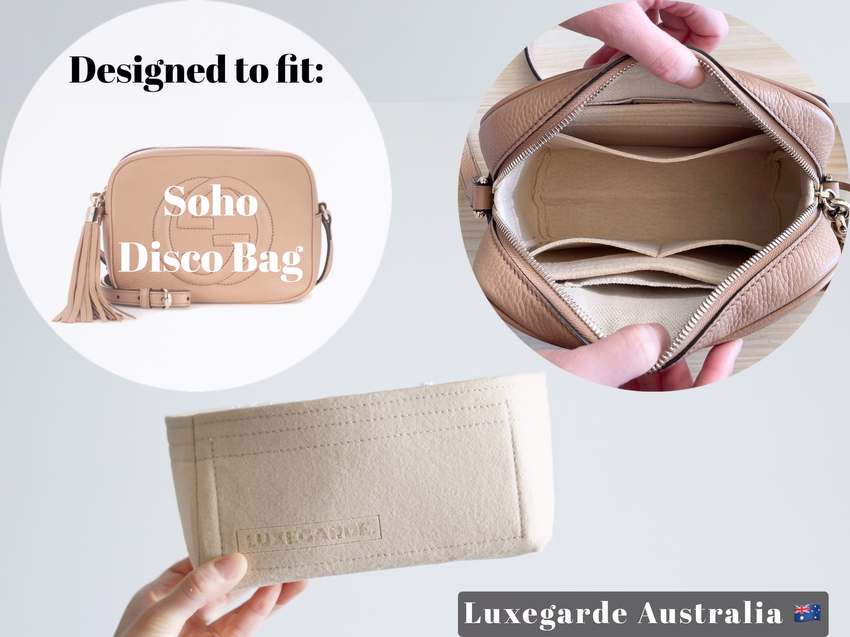 Soho Disco Bag Organizer Insert/G U C I Purse Shaper Liner Protector [Bag Not Included]