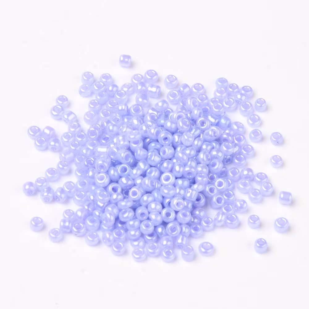 Lilac Pearl Seed Beads, 4mm, 1.5mm Hole, 6/0 Purple Ceylon Round Seed Beads Sb0205