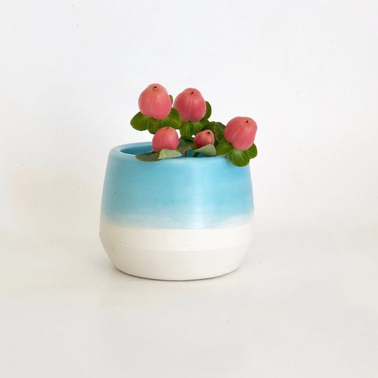 Mini Pot, Mommy Bud Vase, Blue Little Porcelain Flower Cute Grandma Vase