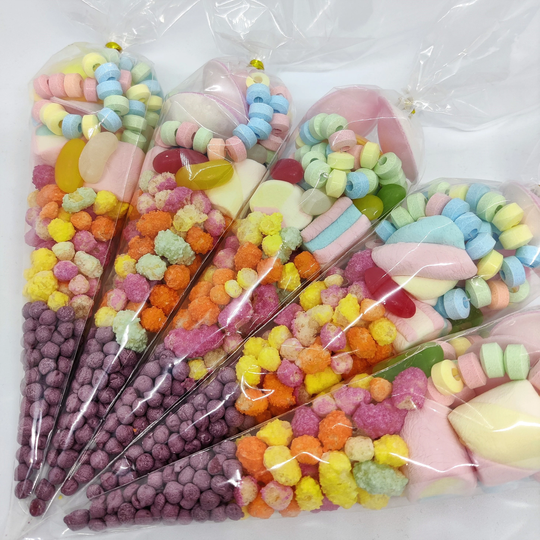 Personalised Pre Filled Purple Millions Sweet Cones Party Bags Made Fresh To Order