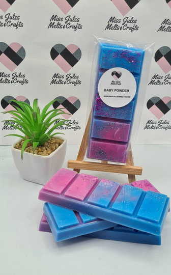 Baby Powder Highly Scented Wax Melts/Snapbars. Made With Plant Based Wax. Hand Poured & Designed. Clp Compliant