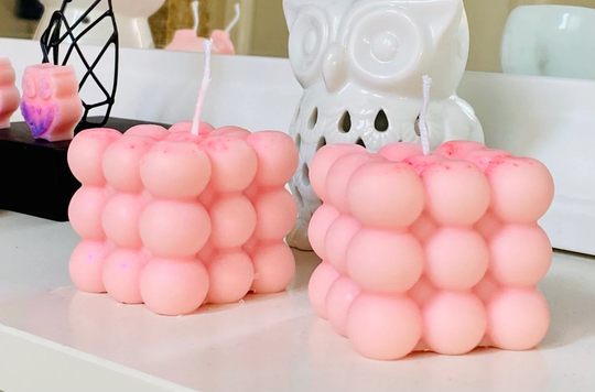 Gorgeous Baby Pink Powder Babies Scented Soy, Coconut, Bubble Cube, Female Torso, Heart & Owl Candles, Candles For Gifts, Gifts Her, Home