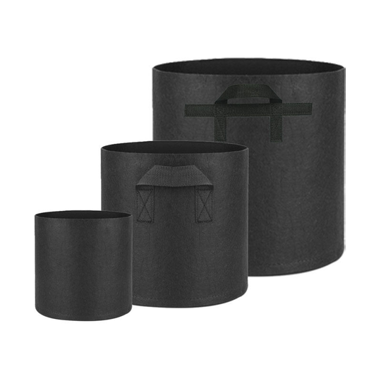 Planting grow bags 10-pack Plat pots made of fabric felt(Black,3 gallon,25*22cm) - Muff
