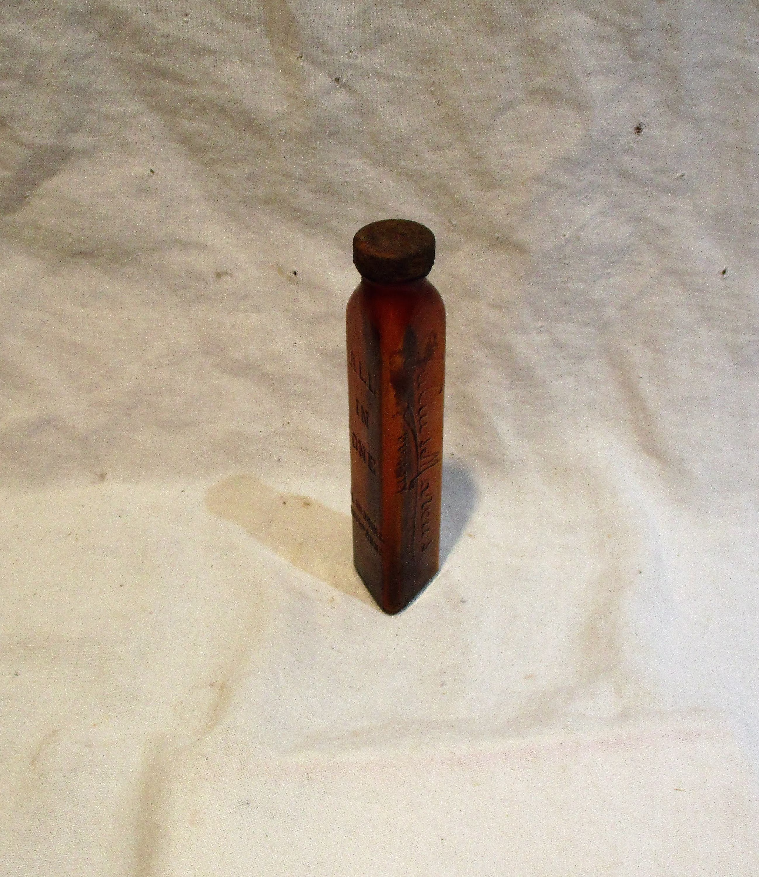 Old Triangular Bottle, Julius Marcus All in One Flavoring Vintage Apothecary